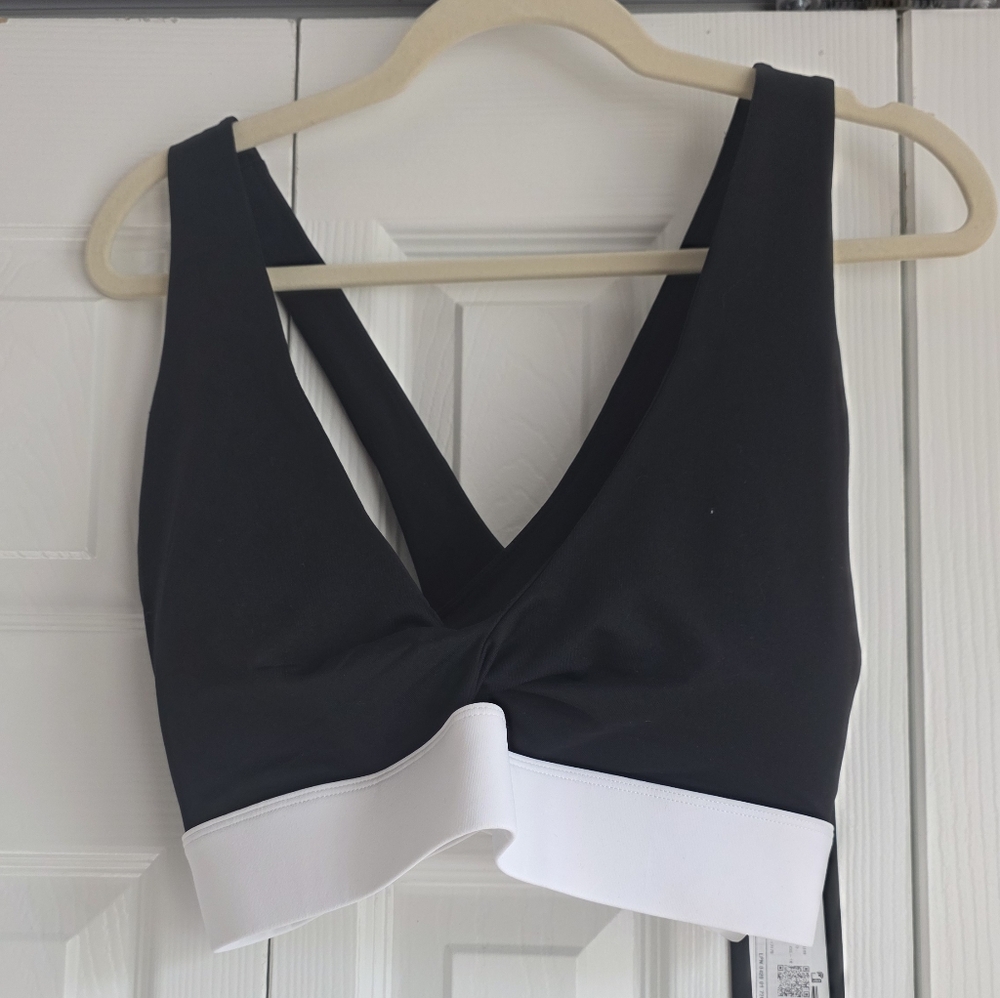 Fabletics Black & White V-Neck Bralette Top
